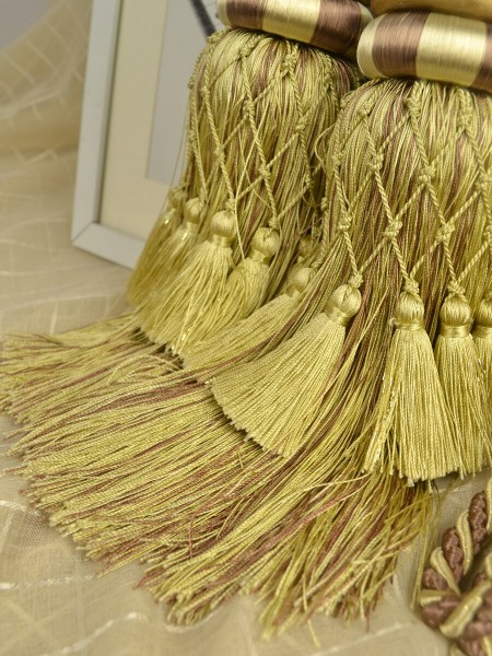 4 Colors QYM06 Faux Silk Curtain Tassel Tiebacks - Pair