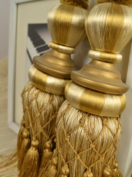 4 Colors QYM06 Faux Silk Curtain Tassel Tiebacks - Pair