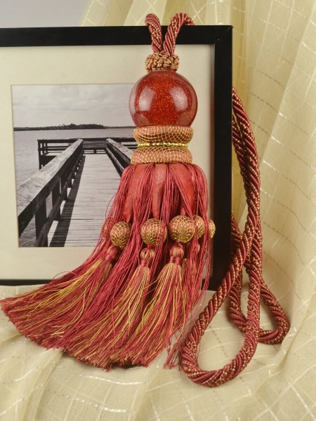 3 Colors QYM12 Faux Silk and Acrylic Curtain Tassel Tiebacks - Pair (Color: Red)
