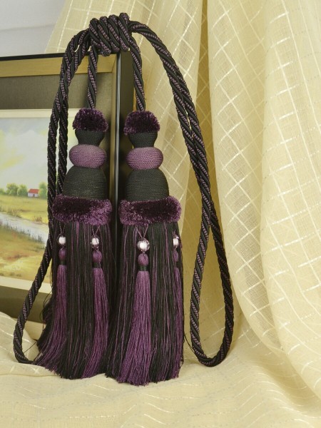 6 Colors QYM13 Faux Silk Curtain Tassel Tiebacks - Pair (Color: Purple)