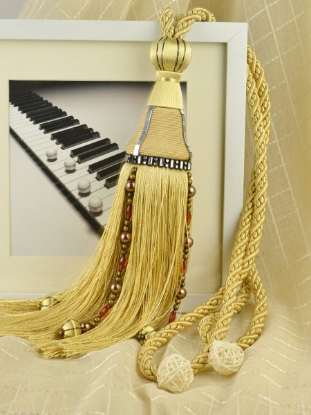 5 Colors QYM14 Faux Silk Curtain Tassel Tiebacks - Pair (Color: Beige)