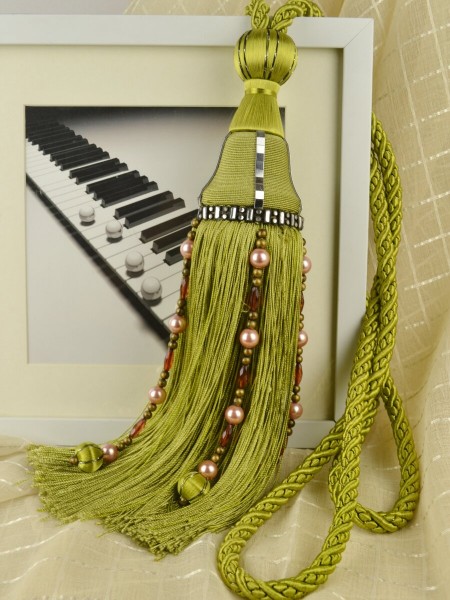 5 Colors QYM14 Faux Silk Curtain Tassel Tiebacks - Pair (Color: Green)