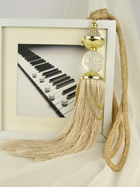 4 Colors QYM20 Polyester and Acrylic Curtain Tassel Tiebacks - Pair (Color: Beige)