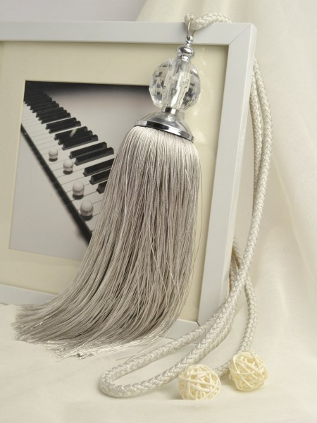 5 Colors QYM21 Polyester and Acrylic Curtain Tassel Tiebacks - Pair (Color: Gray)