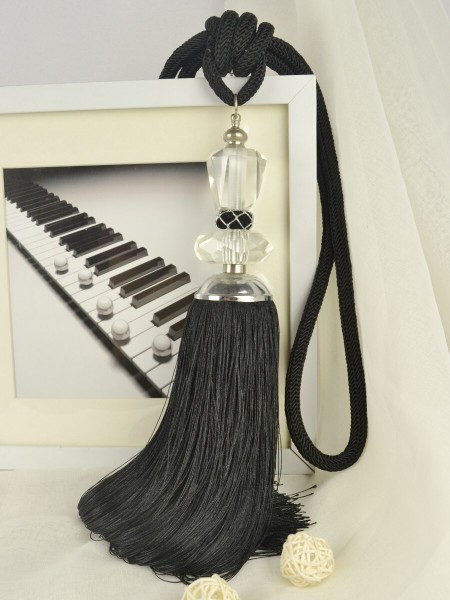 6 Colors QYM22 Polyester and Acrylic Curtain Tassel Tiebacks - Pair (Color: Black)