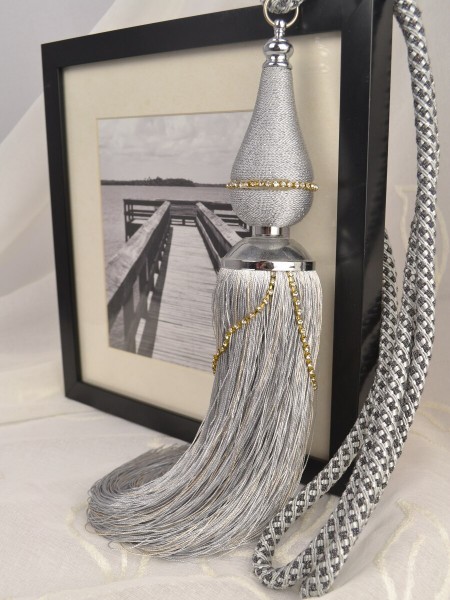 6 Colors QYM24 Polyester Curtain Tassel Tiebacks - Pair (Color: Gray)