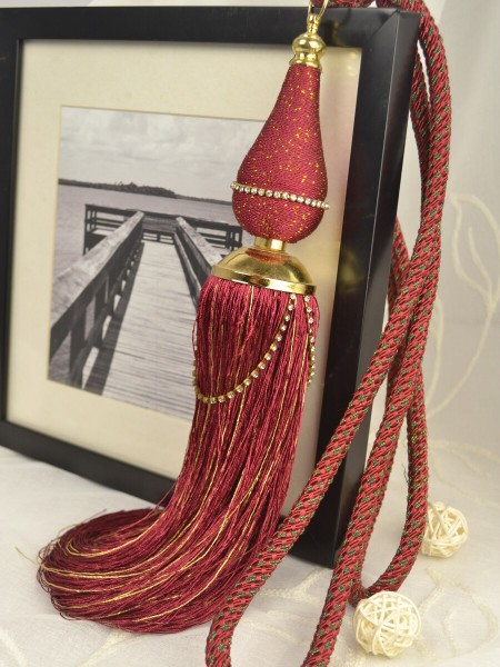 6 Colors QYM24 Polyester Curtain Tassel Tiebacks - Pair (Color: Red)