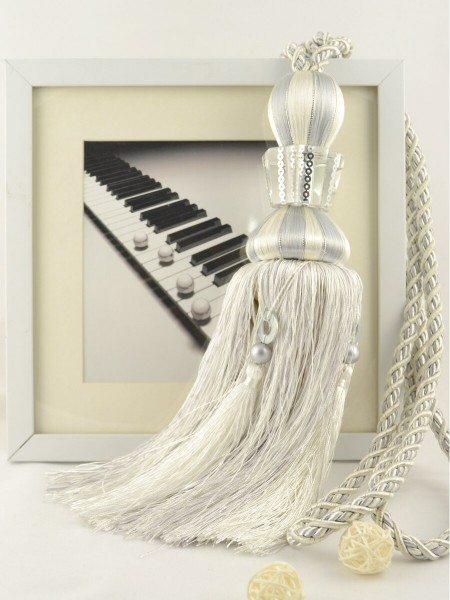 7 Colors QYM25 Polyester and Acrylic Curtain Tassel Tiebacks - Pair (Color: White)