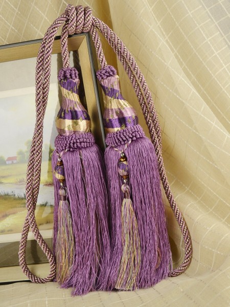 8 Colors QYM28 Polyester Curtain Tassel Tiebacks - Pair (Color: Purple)