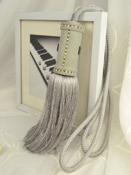 6 Colors QYM29 Polyester Curtain Tassel Tiebacks - Pair (Color: Gray)