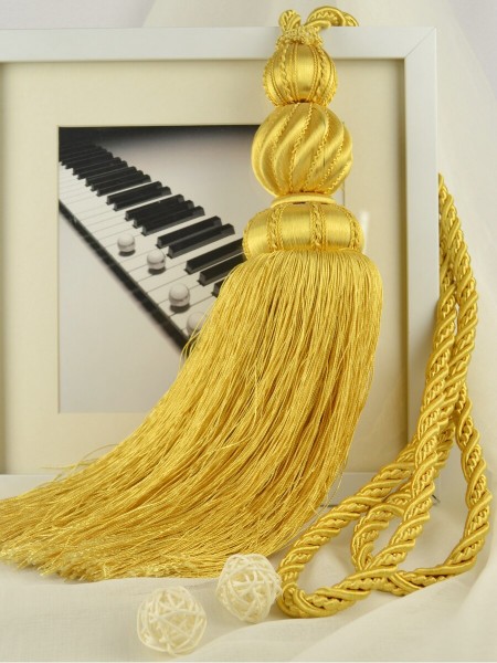 6 Colors QYM30 Polyester and Acrylic Curtain Tassel Tiebacks - Pair (Color: Yellow)