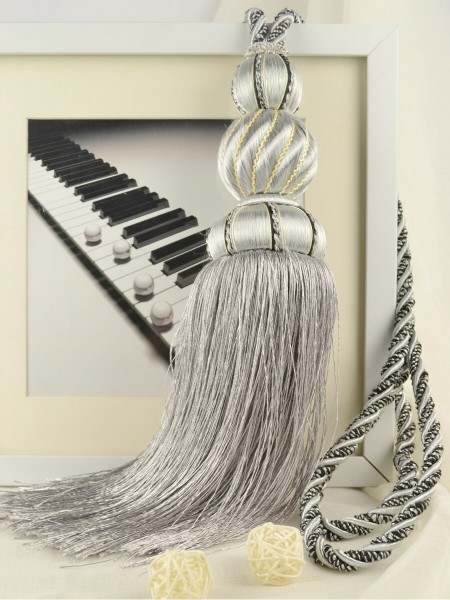 6 Colors QYM30 Polyester and Acrylic Curtain Tassel Tiebacks - Pair (Color: Gray)