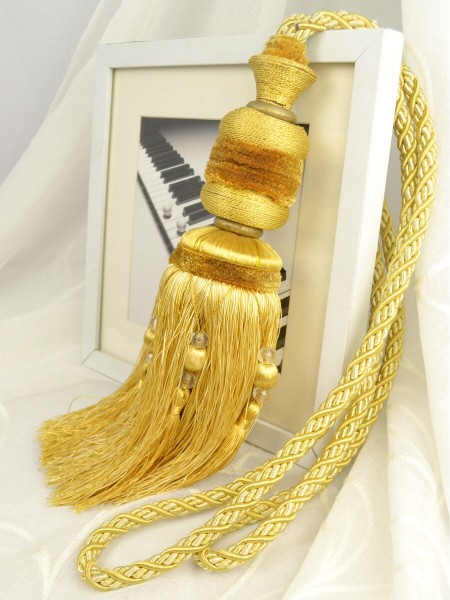 7 Colors QYM31 Polyester Curtain Tassel Tiebacks - Pair (Color: Yellow)