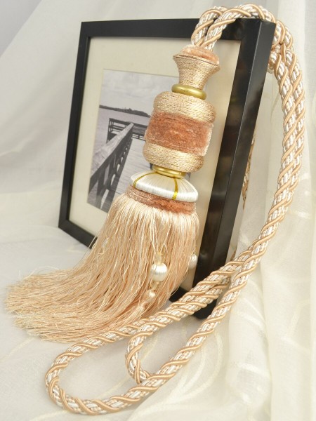 7 Colors QYM31 Polyester Curtain Tassel Tiebacks - Pair (Color: Beige)