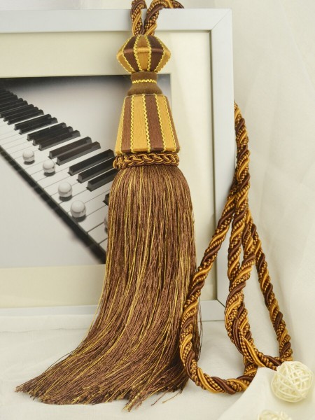9 Colors QYM32 Polyester Curtain Tassel Tiebacks - Pair (Color: Brown)