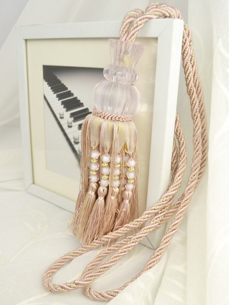 5 Colors QYM38 Polyester and Acrylic Curtain Tassel Tiebacks - Pair (Color: Pink)