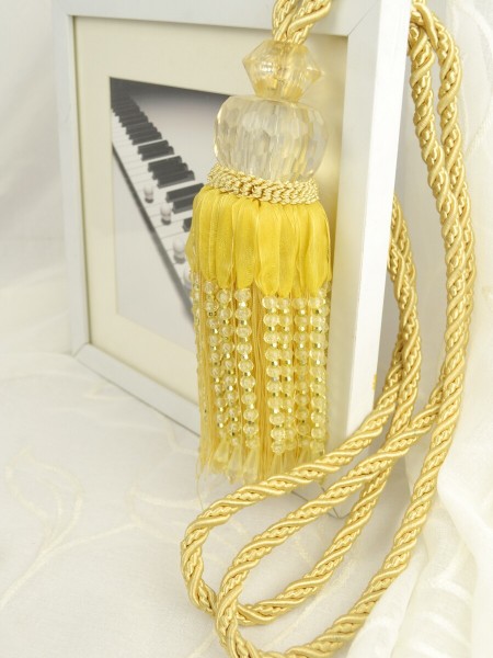 5 Colors QYM39 Polyester and Acrylic Curtain Tassel Tiebacks - Pair (Color: Yellow)