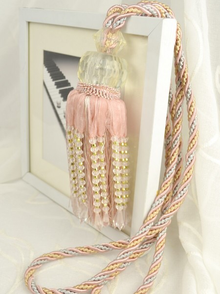 5 Colors QYM39 Polyester and Acrylic Curtain Tassel Tiebacks - Pair (Color: Pink)
