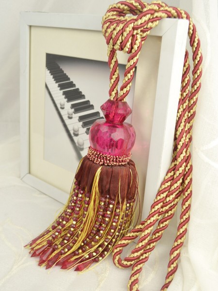 5 Colors QYM39 Polyester and Acrylic Curtain Tassel Tiebacks - Pair (Color: Red)