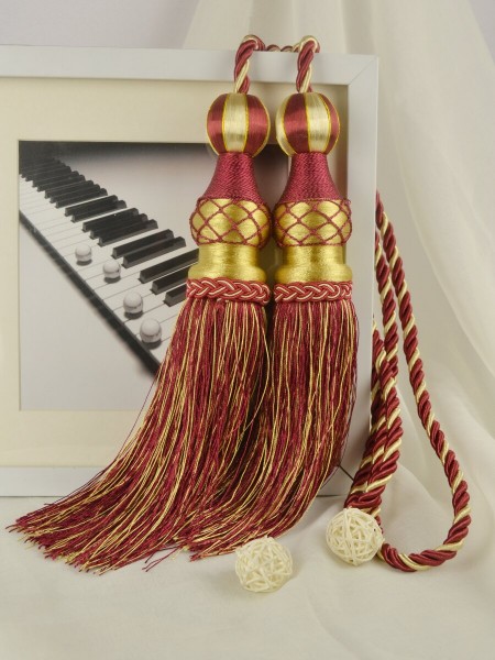 6 Colors QYM45 Polyester Curtain Tassel Tiebacks - Pair (Color: Red)