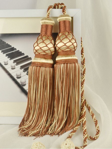 10 Colors QYM46 Polyester Curtain Tassel Tiebacks - Pair (Color: Brown)