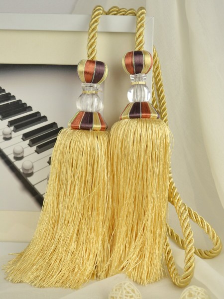 7 Colors QYM52 Polyester and Acrylic Curtain Tassel Tiebacks - Pair (Color: Yellow)