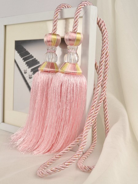 7 Colors QYM52 Polyester and Acrylic Curtain Tassel Tiebacks - Pair (Color: Pink)