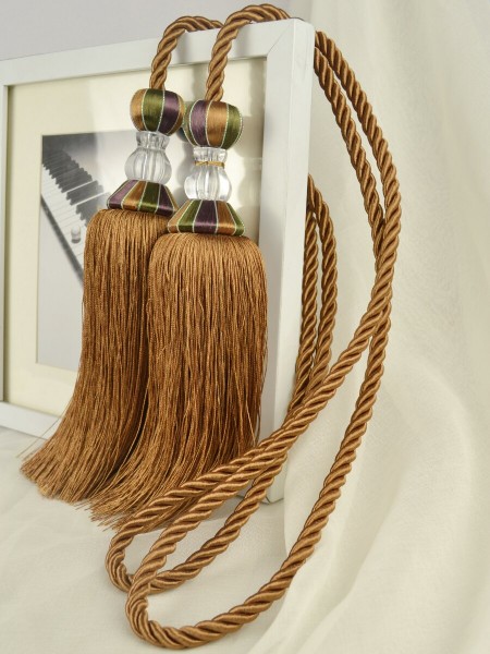 7 Colors QYM52 Polyester and Acrylic Curtain Tassel Tiebacks - Pair (Color: Dark Brown)