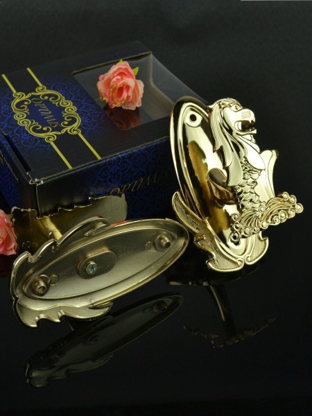 QYN13 Merlion Zinc Alloy Curtain Tieback Holdbacks - Pair (Color: Gold)