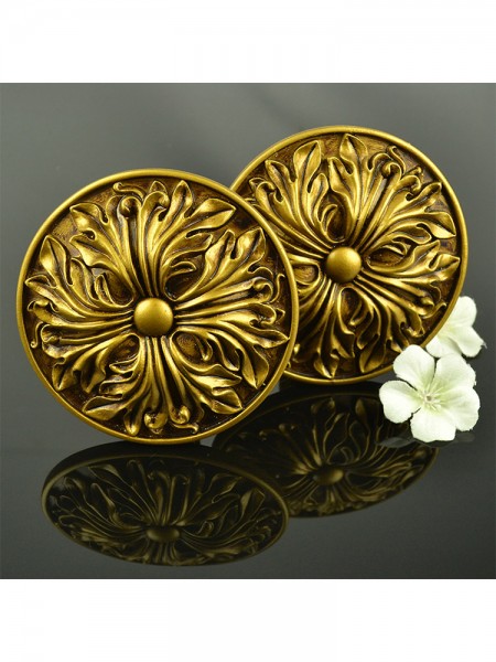 4 Colors QYN15 Resin Floral Curtain Tieback Holdbacks - Pair (Color: Black Gold)