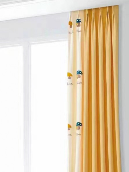 QYOM1221D Baker Mushroom Blue Yellow Custom Made Children Curtains(Color: Yellow)