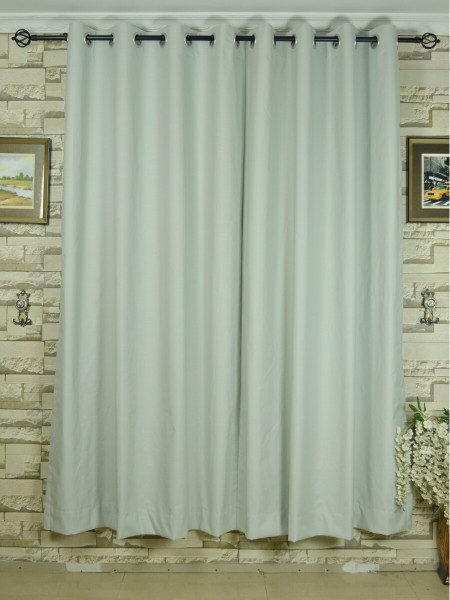 Modern Solid Cotton Blend Blackout Grommet Ready Made Curtain Powder Blue