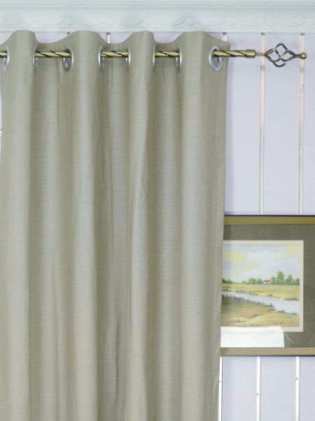 Modern Solid Cotton Blend Blackout Grommet Ready Made Curtain Heading Style