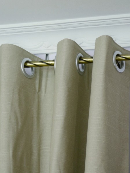 Modern Solid Cotton Blend Blackout Grommet Ready Made Curtain Fabric Details