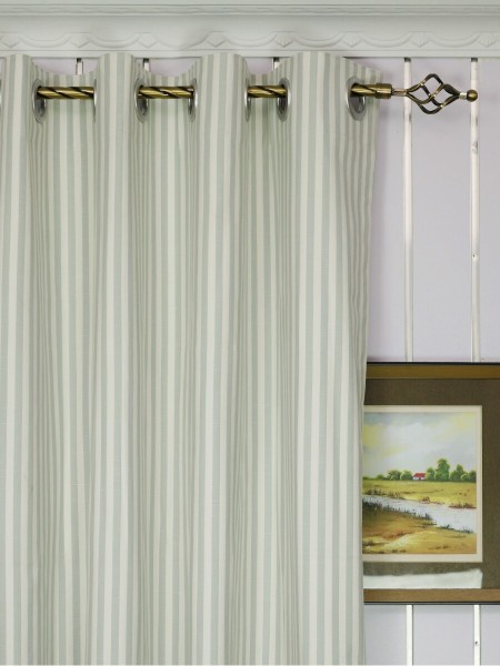 Modern Narrow Striped Blackout Cotton Blend Custom Made Curtains (Heading: Grommet)