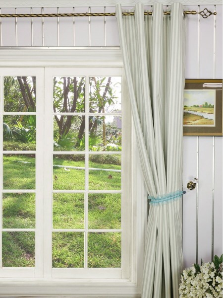 Modern Narrow Striped Cotton Blend Blackout Grommet Ready