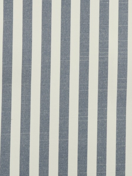 Modern Narrow Striped Cotton Blend Blackout Grommet Ready Made Curtain (Color: Gray Blue)