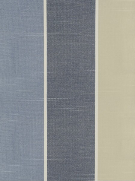 Modern Wide Striped Cotton Blend Blackout Grommet Ready Made Curtain (Color: Gray Blue)