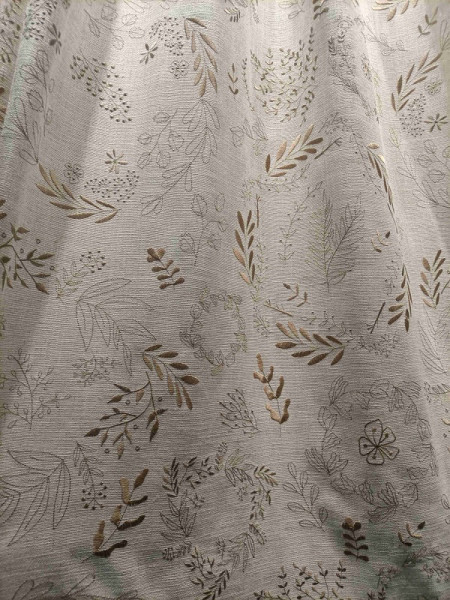 QYQ241A Made To Measure Linen Curtains Embroidered Leaves(Color: Nature)