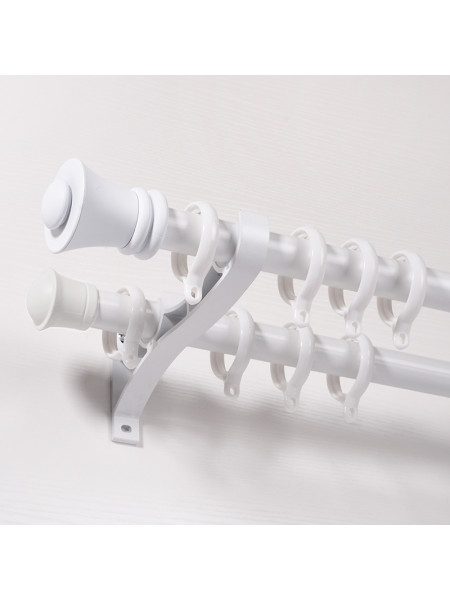 QYR01 1-1/8" Diameter Acropolis Aluminum Alloy Single/Double Curtain Rod Set 
