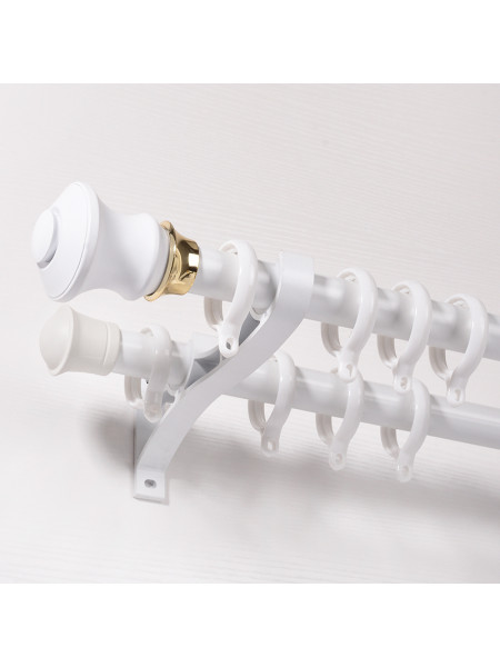 QYR01 1-1/8" Diameter Acropolis Aluminum Alloy Single/Double Curtain Rod Set 