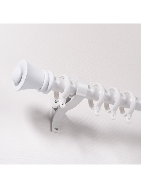 QYR01 1-1/8" Diameter Acropolis Aluminum Alloy Single/Double Curtain Rod Set (Color: White finial one)