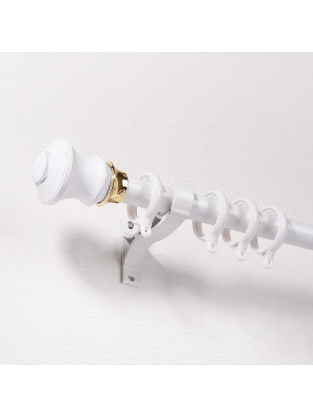 QYR01 1-1/8" Diameter Acropolis Aluminum Alloy Single/Double Curtain Rod Set (Color: White finial two)