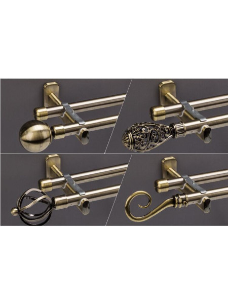 QYR0221 7/8" Barrow Iron Double Curtain Rod Set For Sale