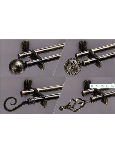QYR0221 7/8" Barrow Iron Double Curtain Rod Set For Sale