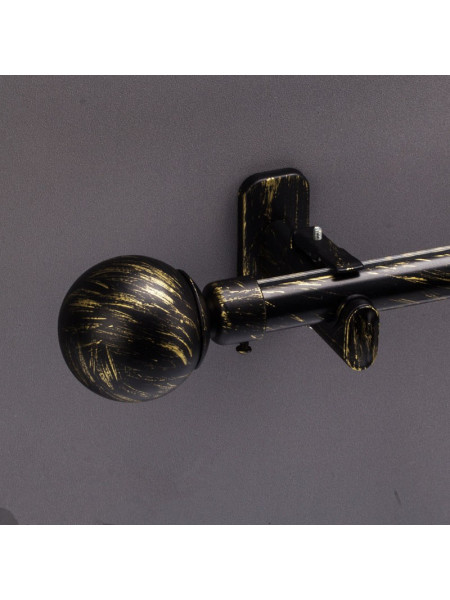 QYR0220 7/8" Barrow Iron Single Curtain Rod Set For Sale(Color: Black Brush Gold)