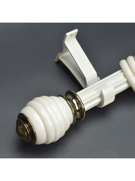 QYR03 1-1/8" Diameter Bates Aluminum Alloy Single/Double Curtain Rod Set (Color: Ivory)