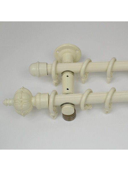 QYR0423 1-1/8" Buller Aluminum Alloy Double Curtain Rod Set (Color: Ivory)