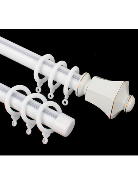 QYR0720 1-1/8" Duval Aluminum Alloy Single Curtain Rod Set(Color: White wall mount)