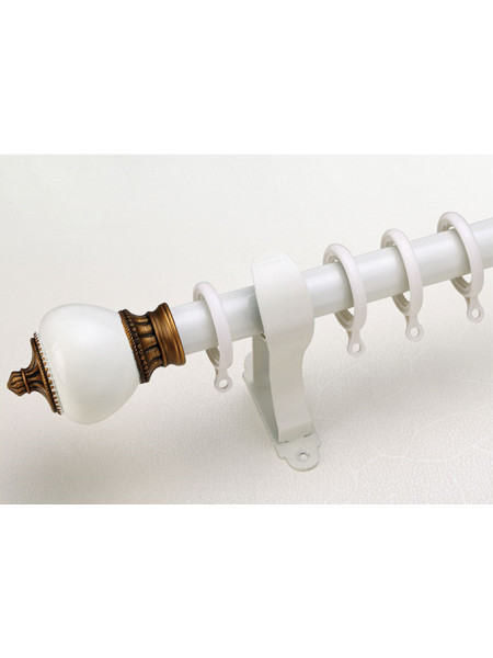QYR08 1-1/8" Grattai Crystal Ball Finial Aluminum Alloy Single Double Curtain rod set(Color: Ivory)